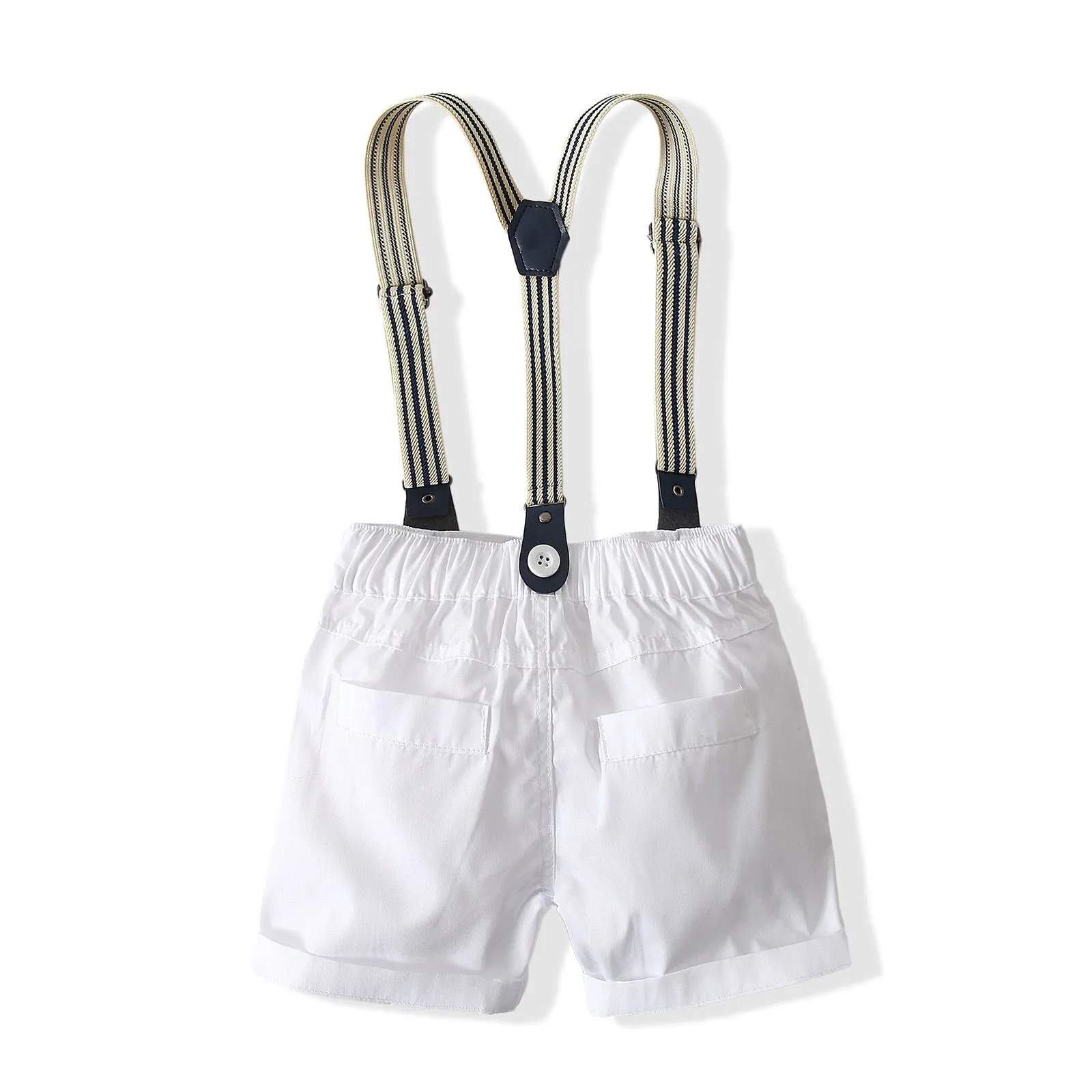 2 Pieces Set Baby Boys Birthday Party Checked Bow Shirts And Solid Color Rompers Wholesale 23030877