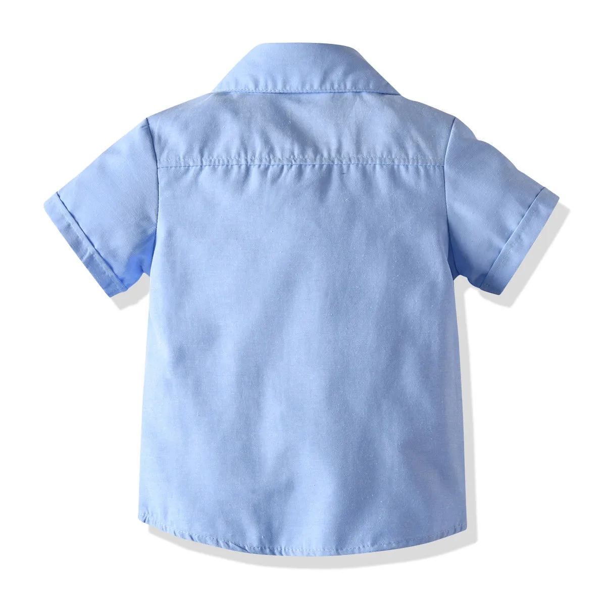 2 Pieces Set Baby Kid Boys Birthday Party Bow Embroidered Shirts And Solid Color Rompers Wholesale 211109162