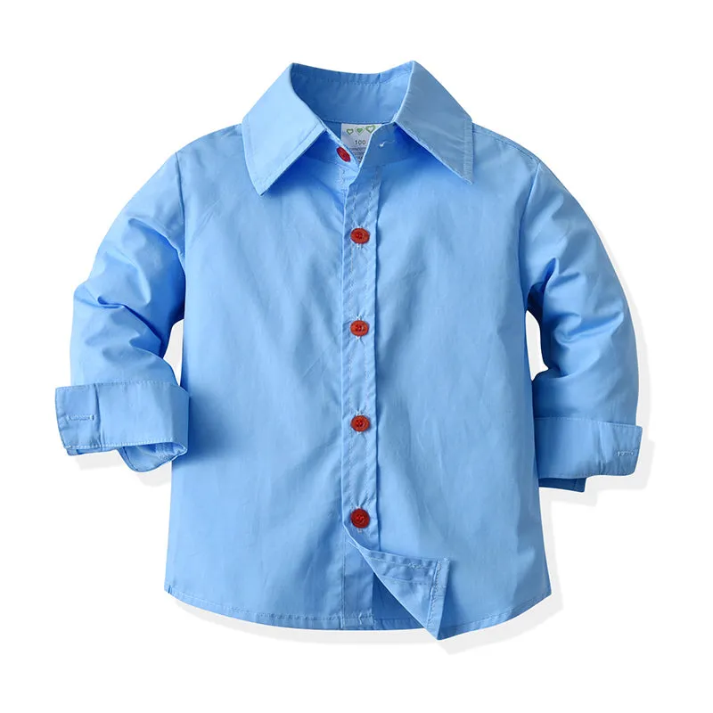 2 Pieces Set Baby Kid Boys Birthday Party Solid Color Bow Shirts And Jumpsuits Wholesale 21110930