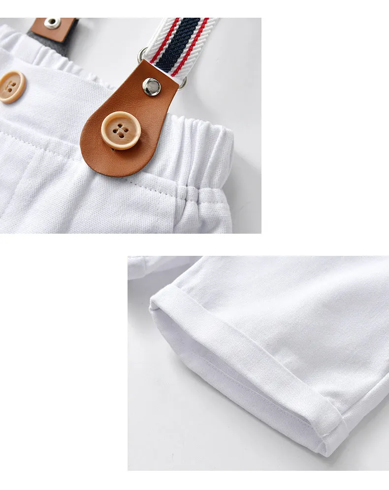 2 Pieces Set Baby Kid Boys Birthday Party Solid Color Bow Shirts And Rompers Wholesale 22092057
