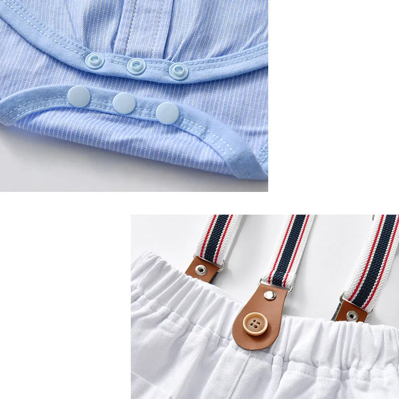 2 Pieces Set Baby Kid Boys Birthday Party Solid Color Bow Shirts And Rompers Wholesale 22092057