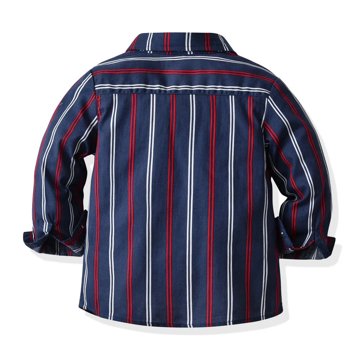 2 Pieces Set Baby Kid Boys Birthday Party Striped Bow Shirts And Solid Color Jeans Wholesale 211109313