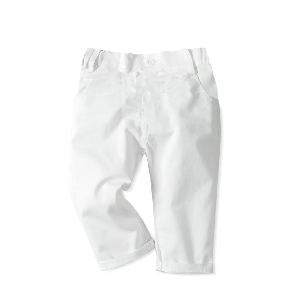2 Pieces Set Baby Kid Boys Dressy Party Solid Color Bow Shirts And Pants Suits Wholesale 221214206