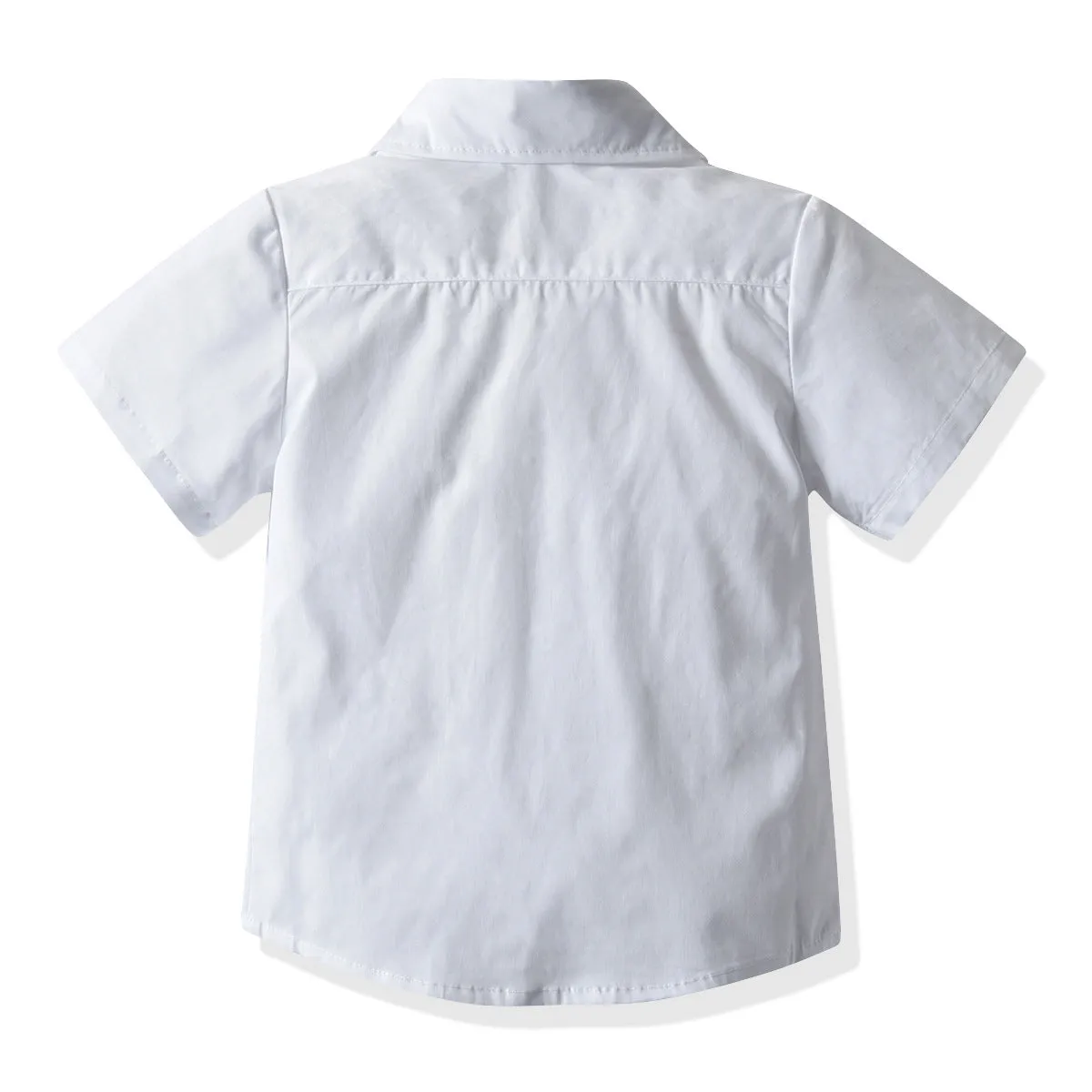 2 Pieces Set Baby Kid Boys Dressy Solid Color Shirts And Striped Rompers Wholesale 211109126