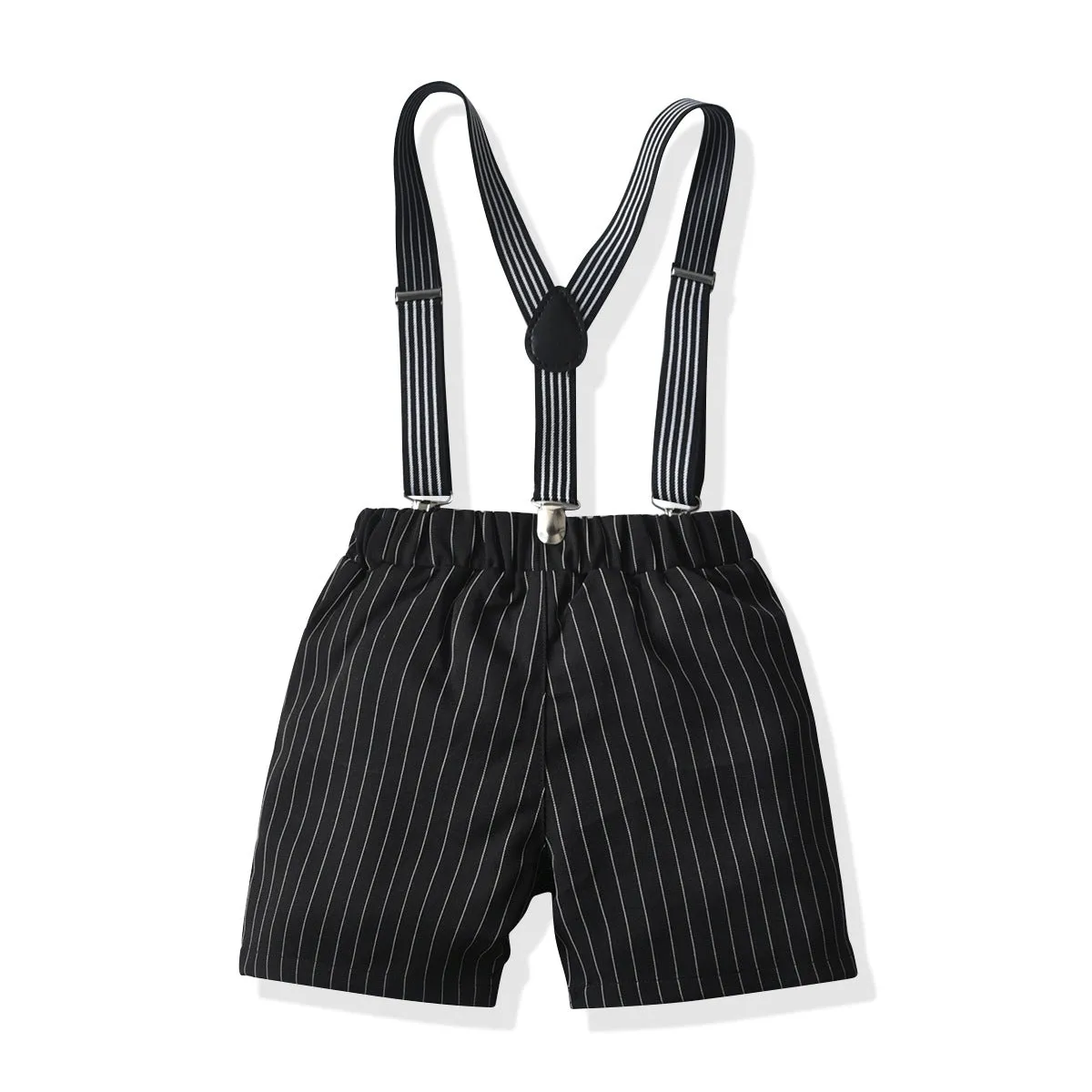 2 Pieces Set Baby Kid Boys Dressy Solid Color Shirts And Striped Rompers Wholesale 211109126