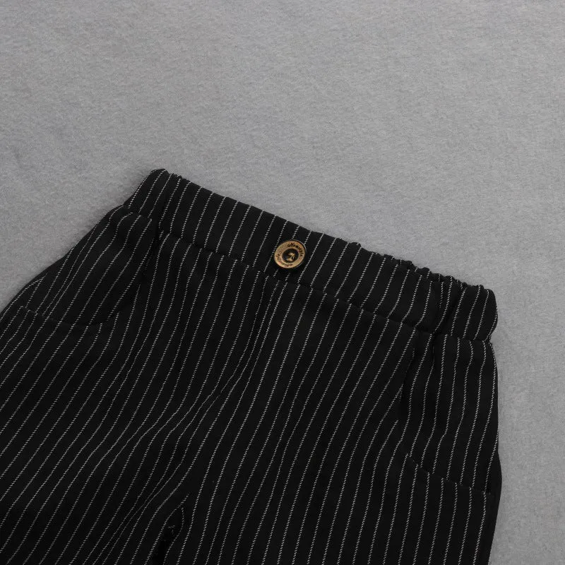 2 Pieces Set Baby Kid Boys Dressy Striped Bow Shirts And Pants Suits Wholesale 23011405