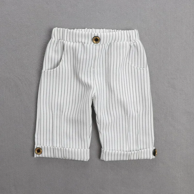 2 Pieces Set Baby Kid Boys Dressy Striped Bow Shirts And Pants Suits Wholesale 23011405