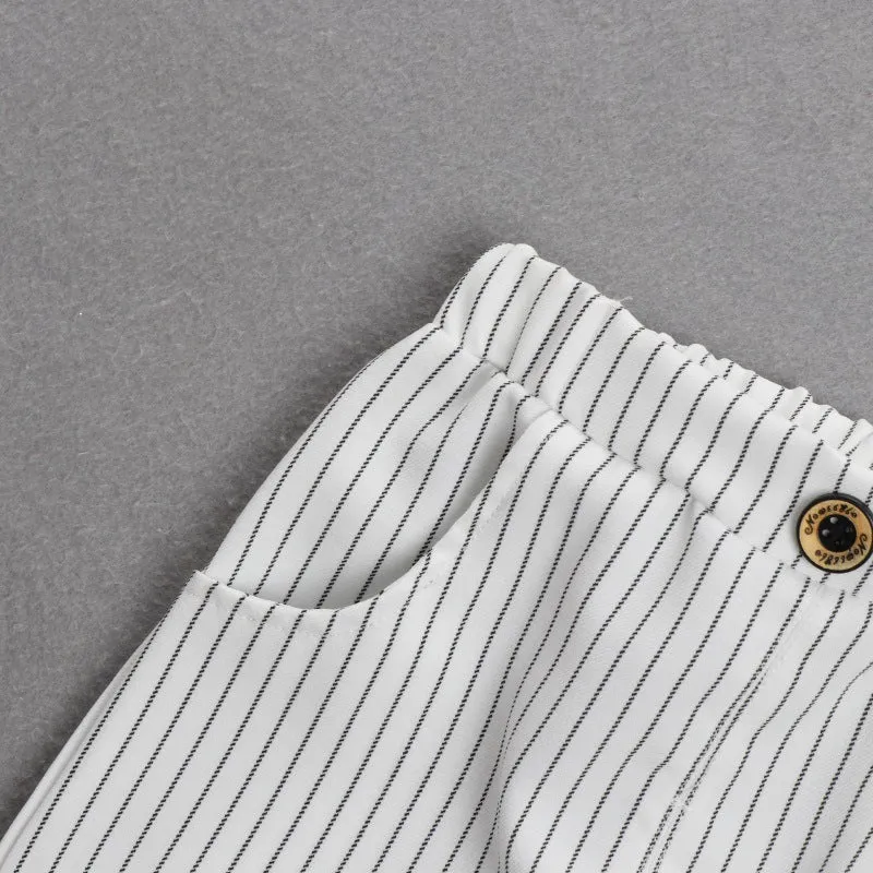 2 Pieces Set Baby Kid Boys Dressy Striped Bow Shirts And Pants Suits Wholesale 23011405