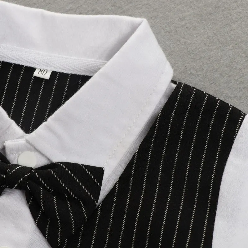 2 Pieces Set Baby Kid Boys Dressy Striped Bow Shirts And Pants Suits Wholesale 23011405