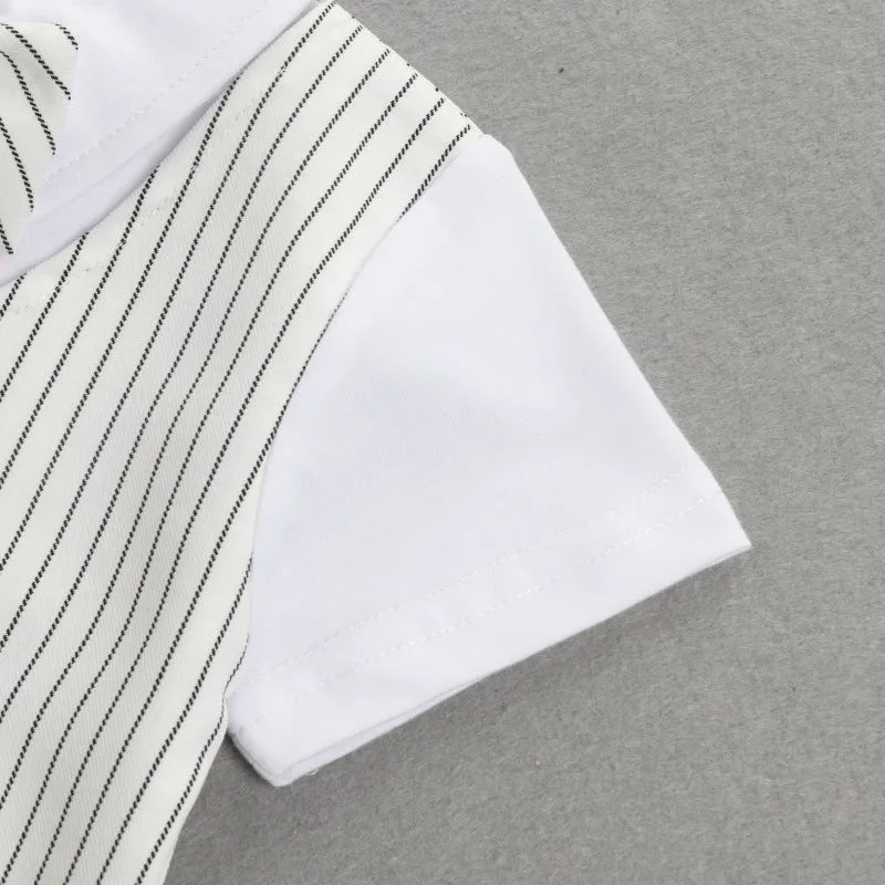 2 Pieces Set Baby Kid Boys Dressy Striped Bow Shirts And Pants Suits Wholesale 23011405
