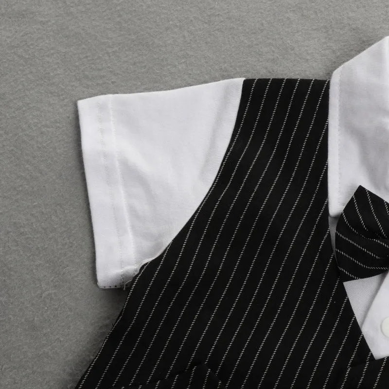 2 Pieces Set Baby Kid Boys Dressy Striped Bow Shirts And Pants Suits Wholesale 23011405