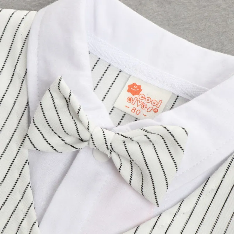 2 Pieces Set Baby Kid Boys Dressy Striped Bow Shirts And Pants Suits Wholesale 23011405