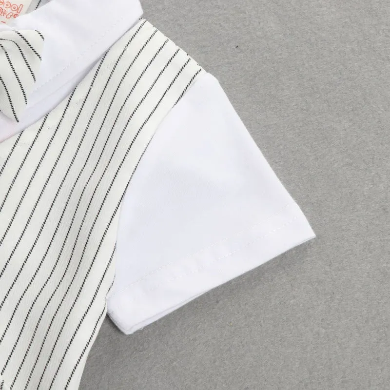 2 Pieces Set Baby Kid Boys Dressy Striped Bow Shirts And Pants Suits Wholesale 23011405