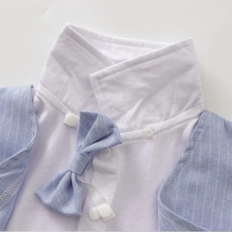 2 Pieces Set Baby Kid Boys Dressy Striped Bow Shirts And Pants Suits Wholesale 23011405