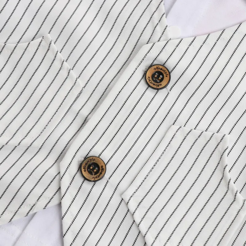2 Pieces Set Baby Kid Boys Dressy Striped Bow Shirts And Pants Suits Wholesale 23011405