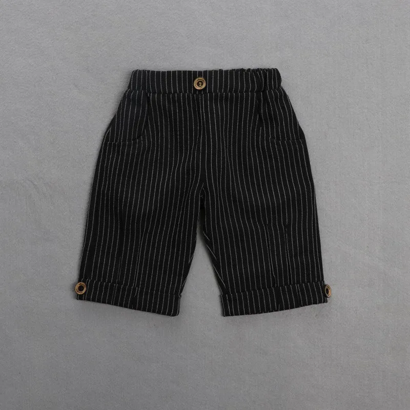 2 Pieces Set Baby Kid Boys Dressy Striped Bow Shirts And Pants Suits Wholesale 23011405