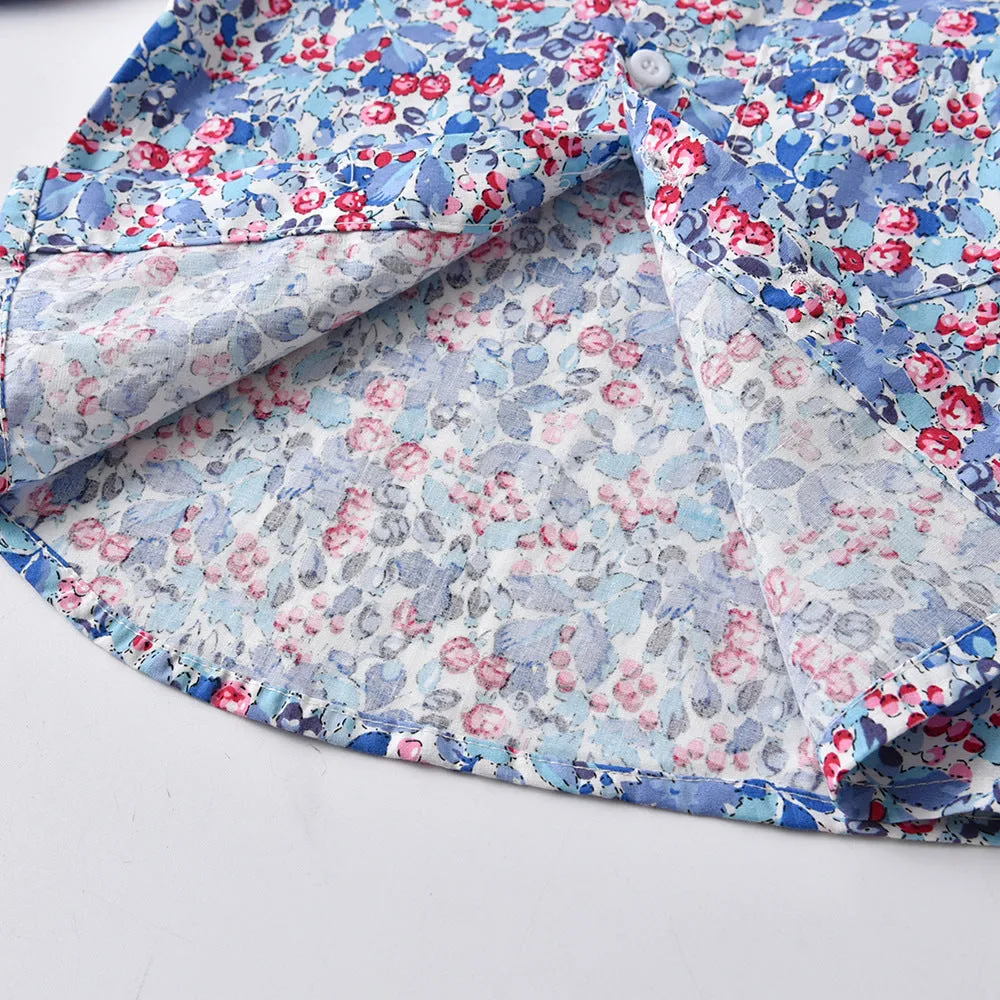 2 Pieces Set Baby Kid Boys Flower Bow Print Shirts And Solid Color Pants Suits Wholesale 220407246