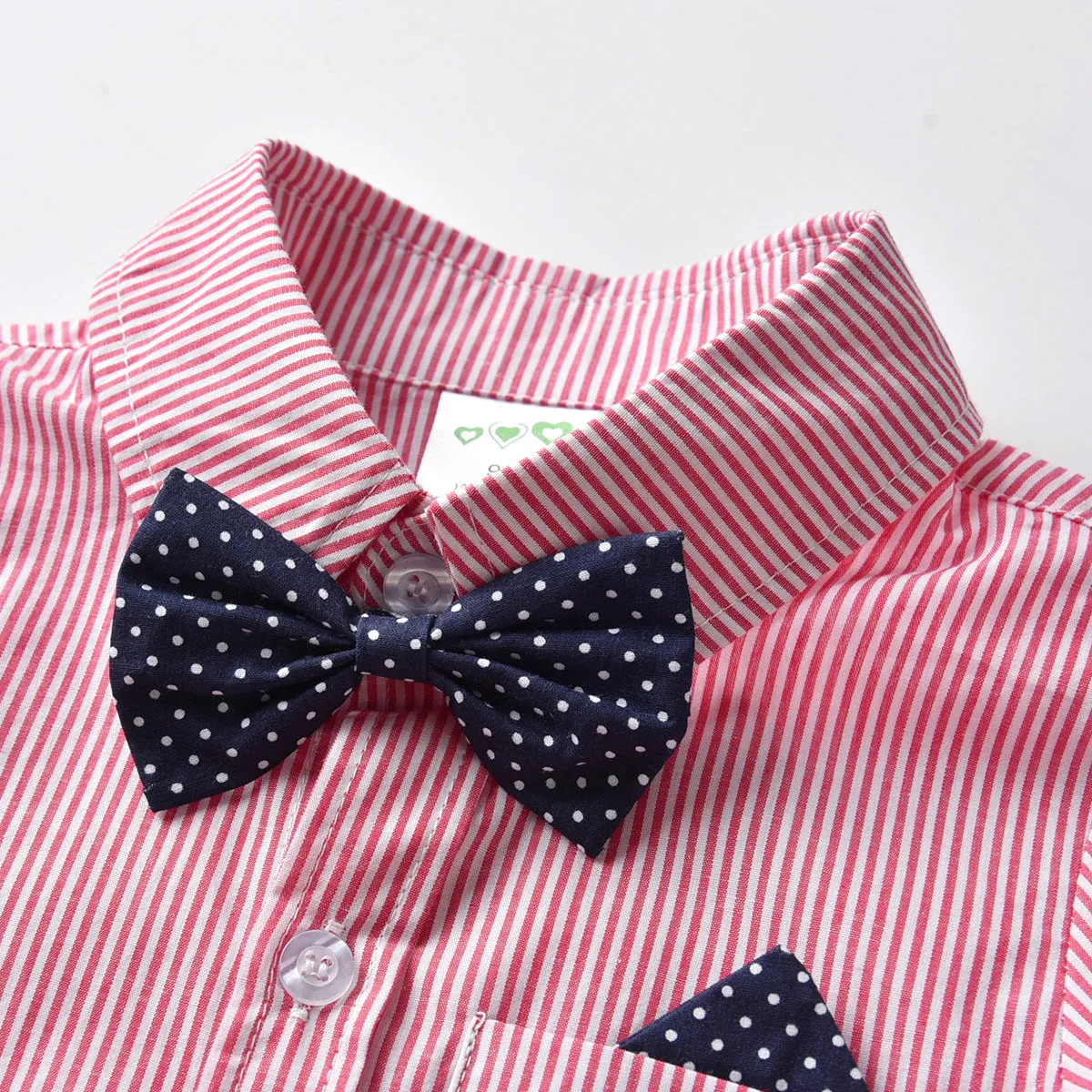 2 Pieces Set Baby Kid Girls Birthday Party Striped Bow Shirts And Solid Color Jumpsuits Wholesale 22071965
