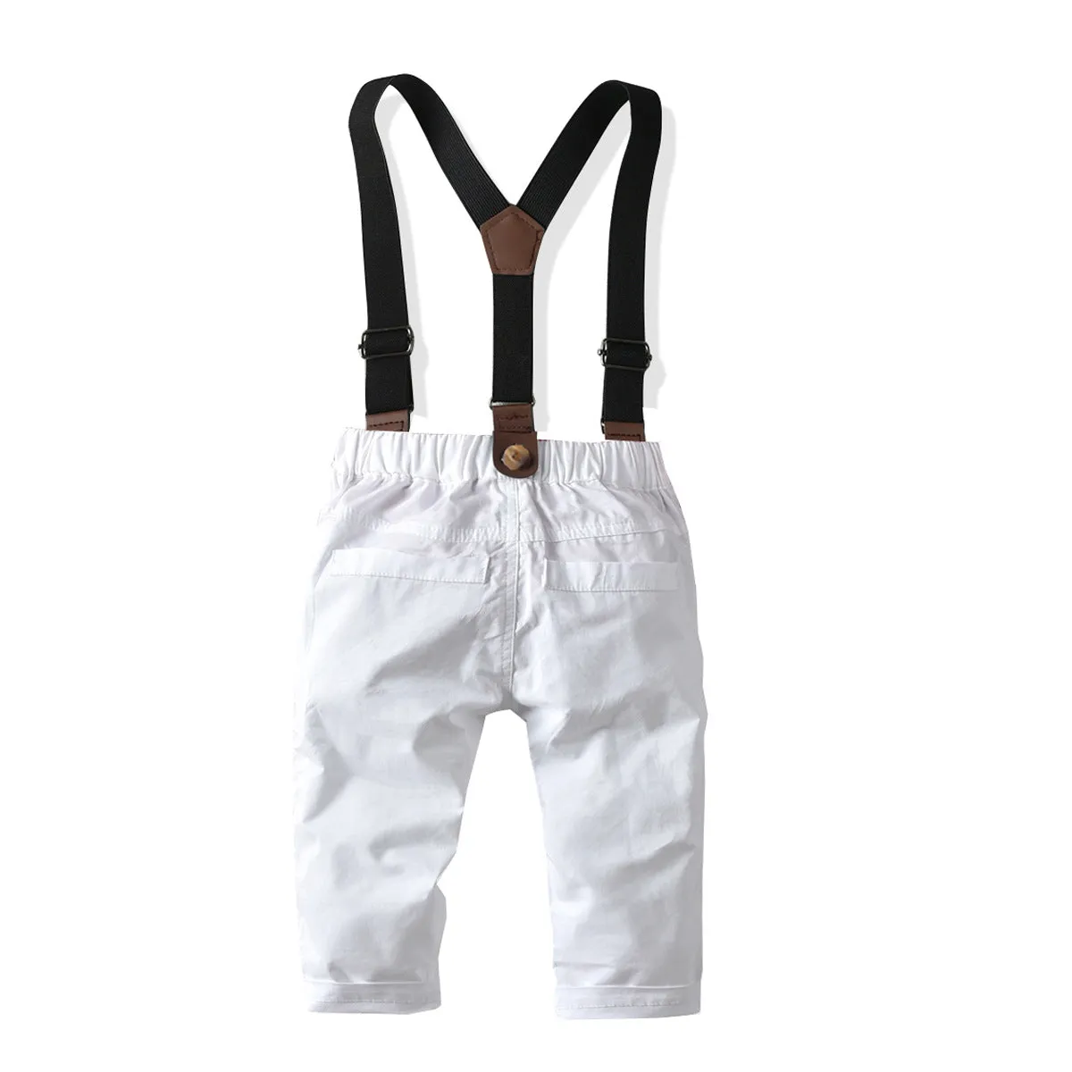 2 Pieces Set Baby Kid Girls Birthday Party Striped Bow Shirts And Solid Color Jumpsuits Wholesale 22071965