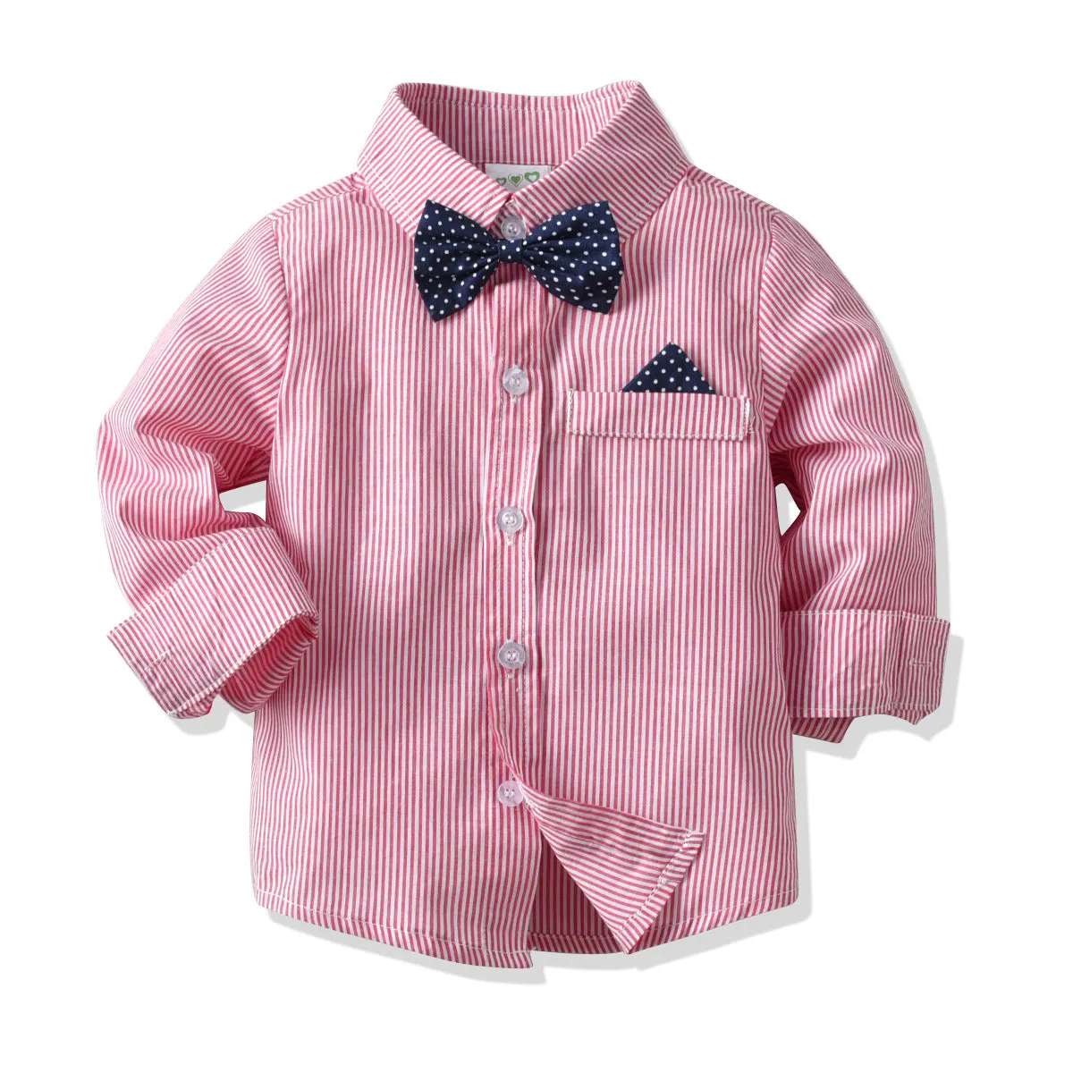 2 Pieces Set Baby Kid Girls Birthday Party Striped Bow Shirts And Solid Color Jumpsuits Wholesale 22071965