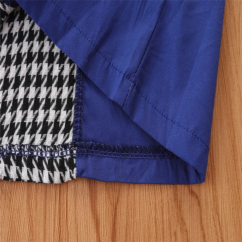 2 Pieces Set Baby Kid Girls Color-blocking Houndstooth Jackets Outwears And Pants Wholesale 220711284