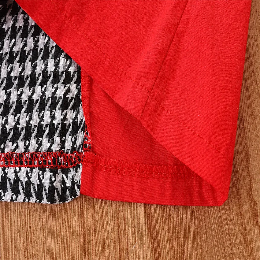2 Pieces Set Baby Kid Girls Color-blocking Houndstooth Jackets Outwears And Pants Wholesale 220711284