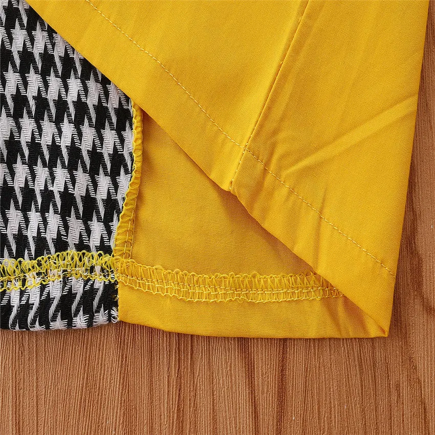 2 Pieces Set Baby Kid Girls Color-blocking Houndstooth Jackets Outwears And Pants Wholesale 220711284