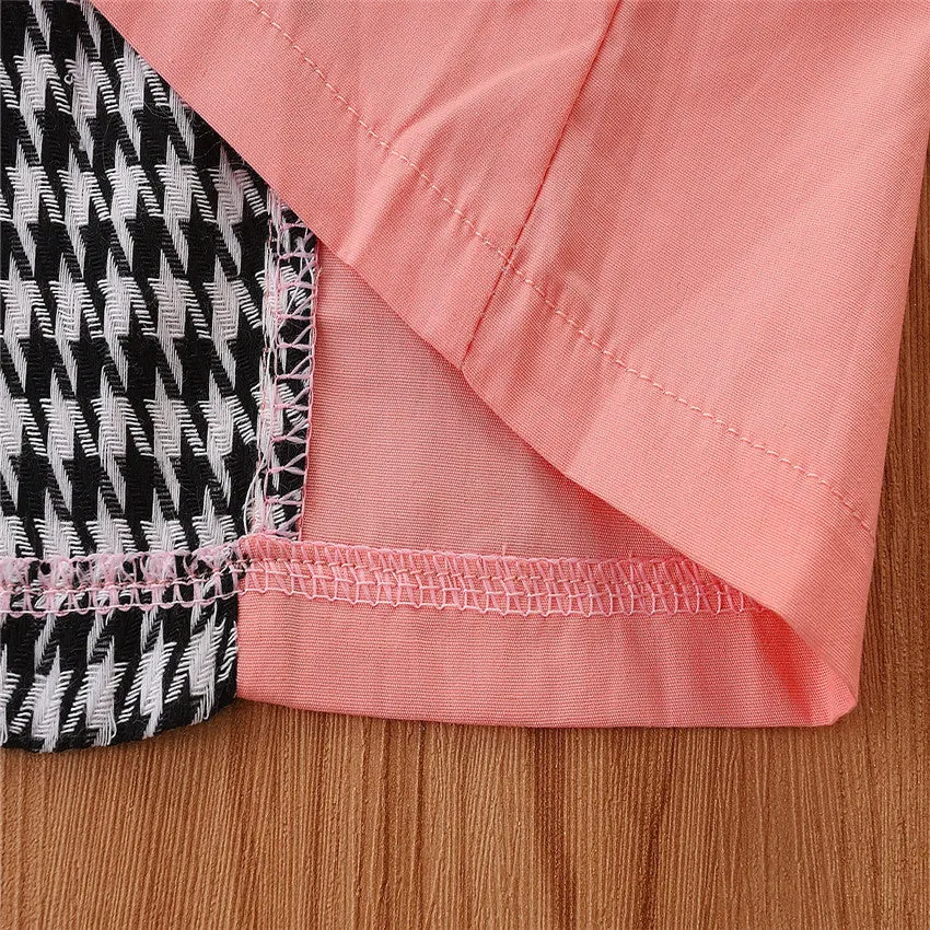 2 Pieces Set Baby Kid Girls Color-blocking Houndstooth Jackets Outwears And Pants Wholesale 220711284