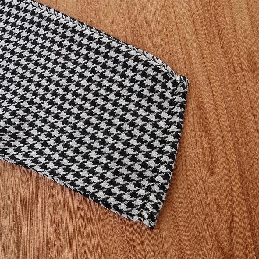 2 Pieces Set Baby Kid Girls Color-blocking Houndstooth Jackets Outwears And Pants Wholesale 220711284