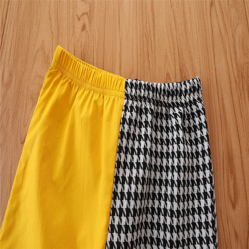 2 Pieces Set Baby Kid Girls Color-blocking Houndstooth Jackets Outwears And Pants Wholesale 220711284
