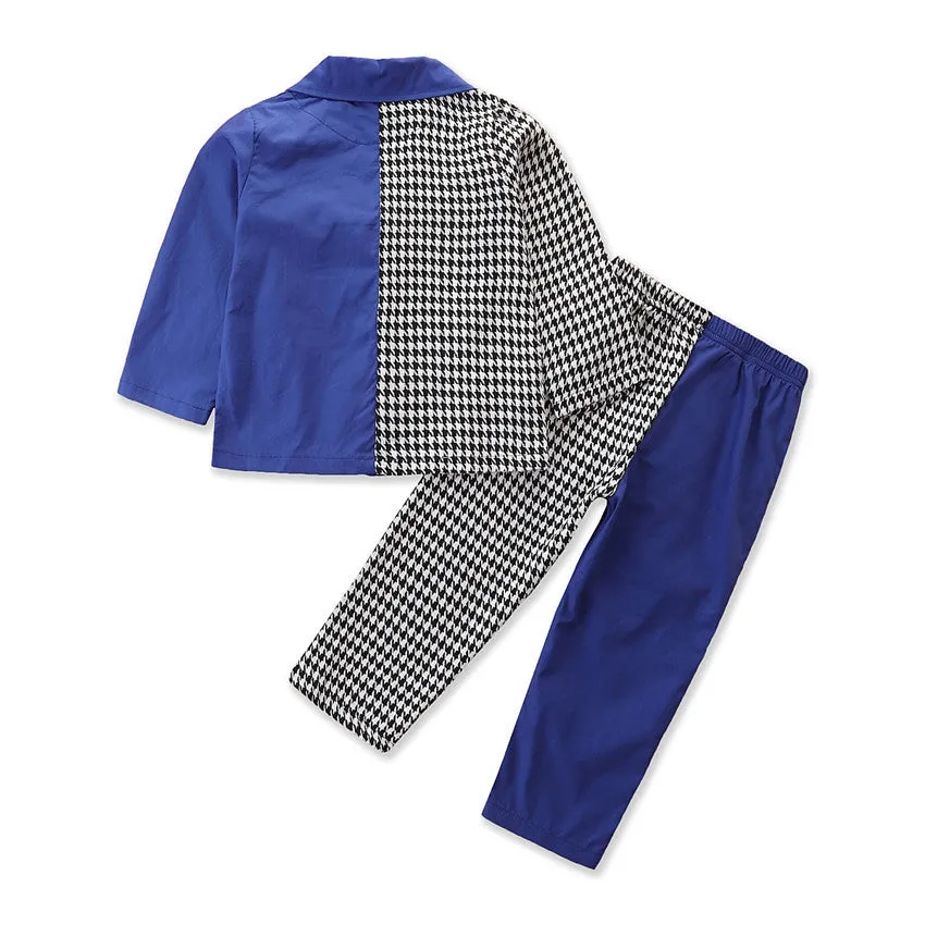 2 Pieces Set Baby Kid Girls Color-blocking Houndstooth Jackets Outwears And Pants Wholesale 220711284