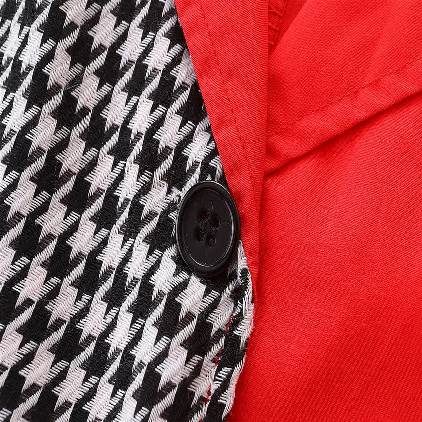 2 Pieces Set Baby Kid Girls Color-blocking Houndstooth Jackets Outwears And Pants Wholesale 220711284
