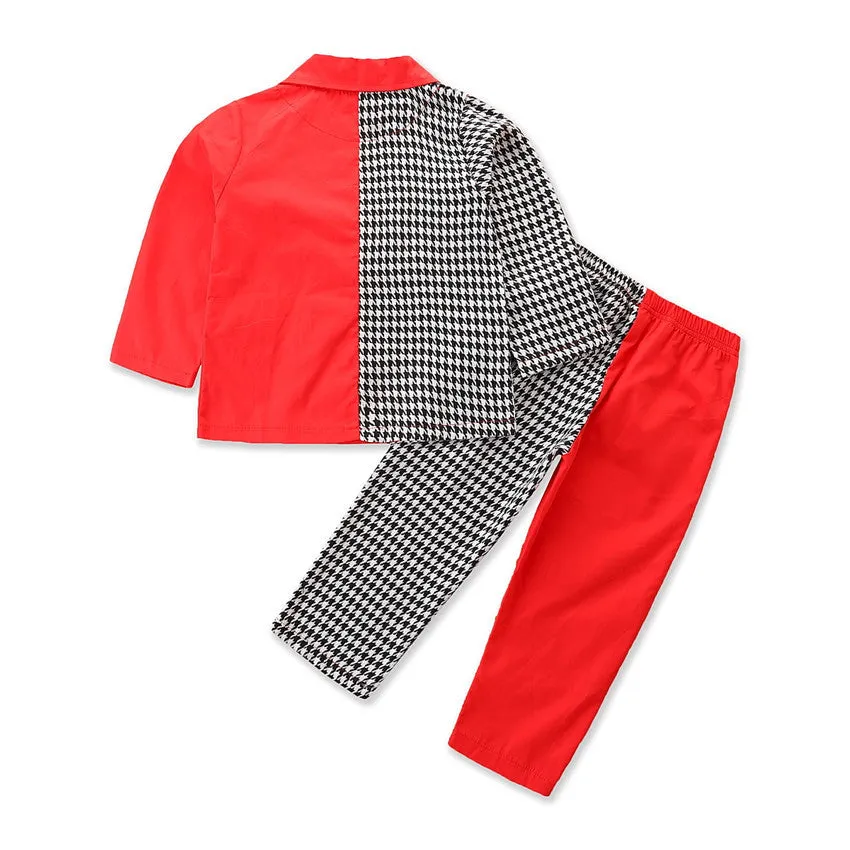 2 Pieces Set Baby Kid Girls Color-blocking Houndstooth Jackets Outwears And Pants Wholesale 220711284