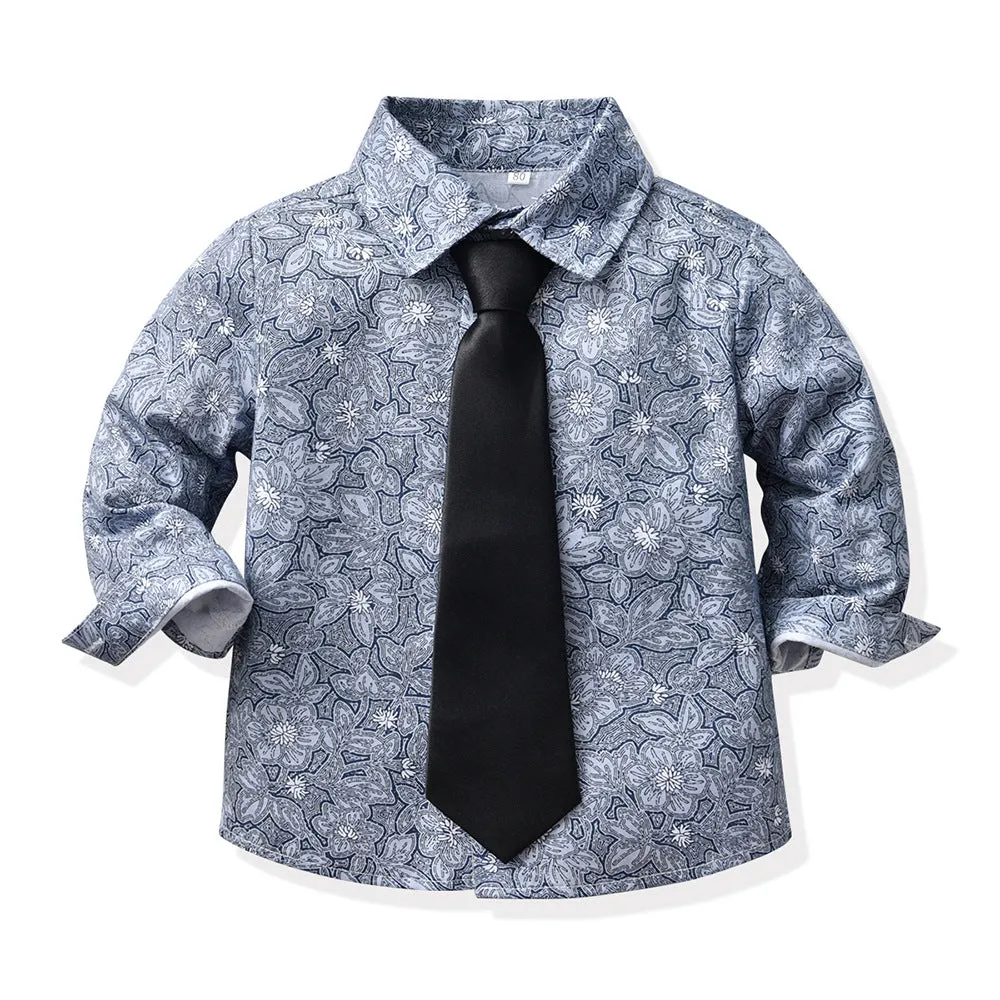 3 Pieces Set Baby Kid Boys Birthday Party Flower Bow Print Shirts And Solid Color Vests Waistcoats And Pants Wholesale 230308611