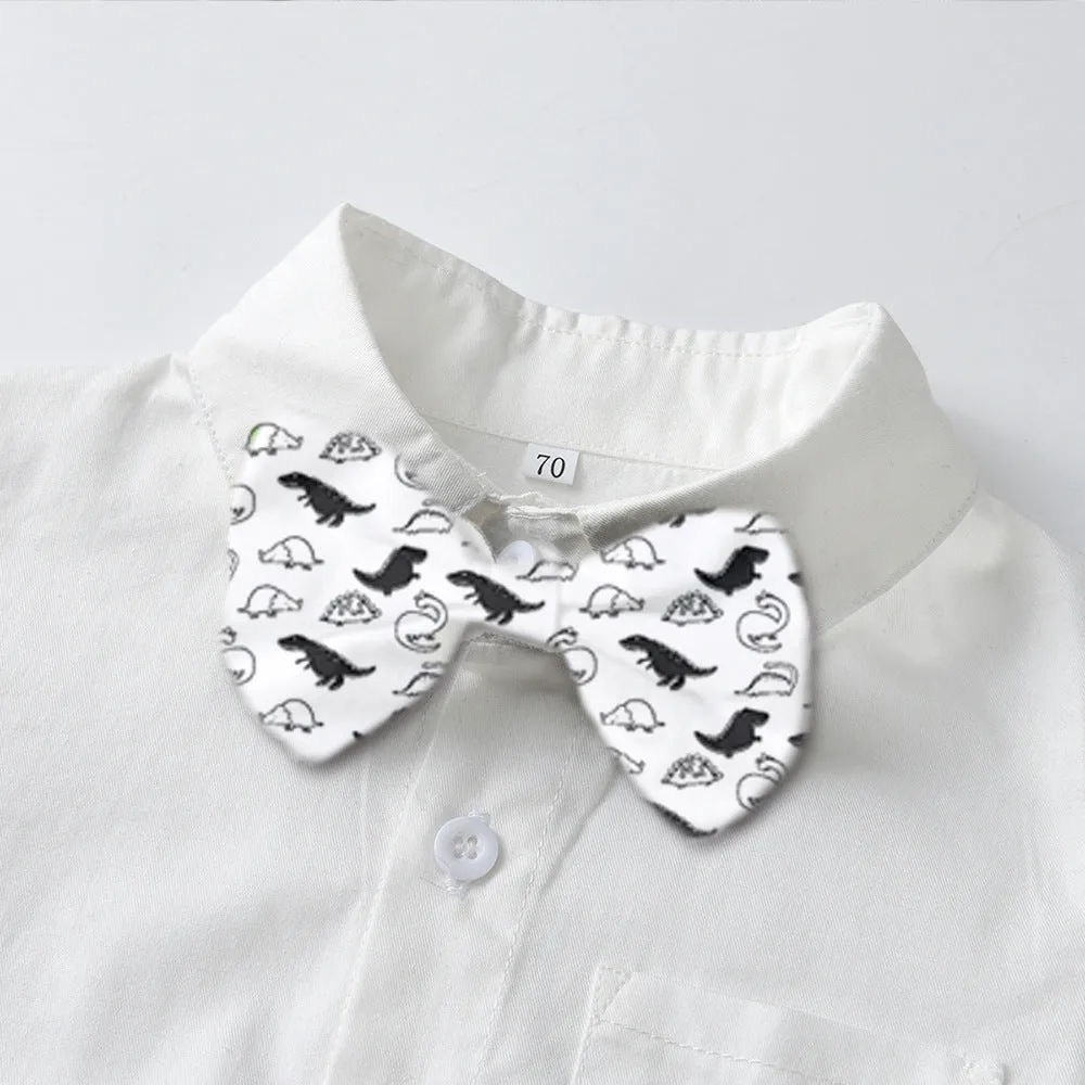 3 Pieces Set Baby Kid Boys Birthday Party Solid Color Dinosaur Bow Shirts Vests Waistcoats And Pants Wholesale 230210129