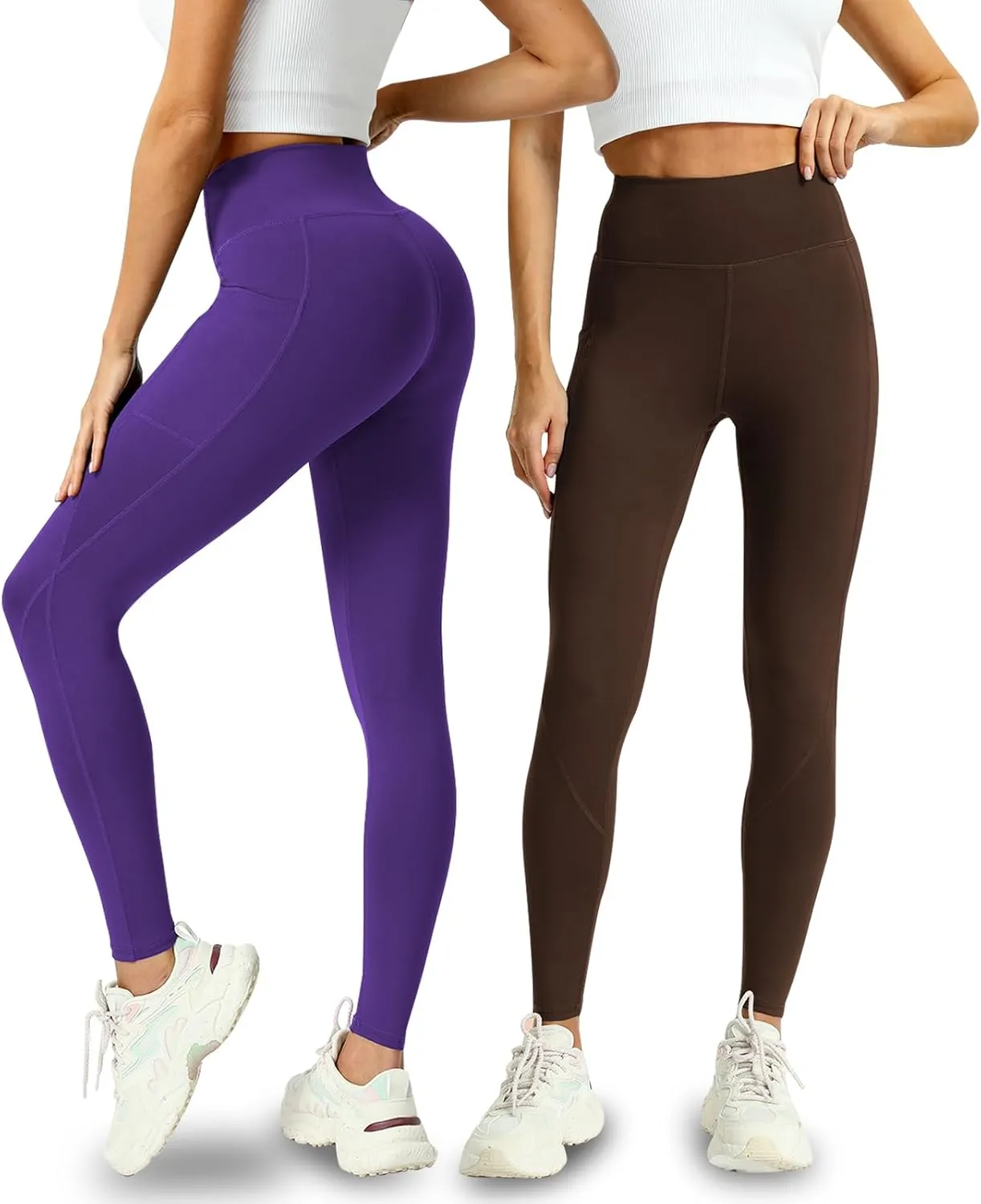 4 Pack Leggings with Pockets for Women - Soft High Waisted Tummy Control Workout Yoga Pants