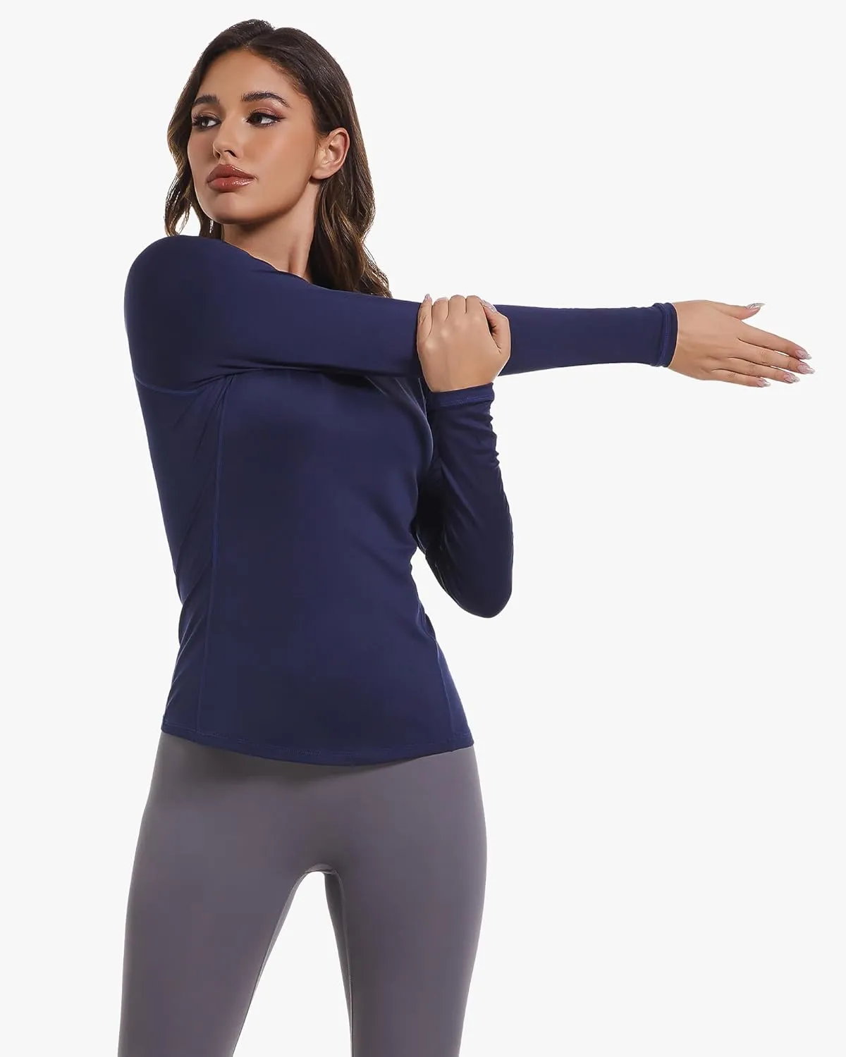 4 Pack Women's Compression Shirts Long Sleeve Athletic Workout Tops Sun Protection Cool Dry Undershirt for Yoga Gym