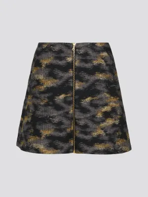 Abstract Print Zip Up Mini Skirt