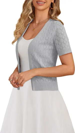 a.Jesdani Women's Shrug Sweaters Open Front 3/4 Sleeve Rib Knit Bolero Open Front Cardigan S-1X