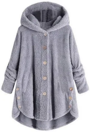 Akivide Womens Long Fleece Sherpa Hoodie Winter Warm Fuzzy Jacket Coats Outerwear with Pocket Plus Size