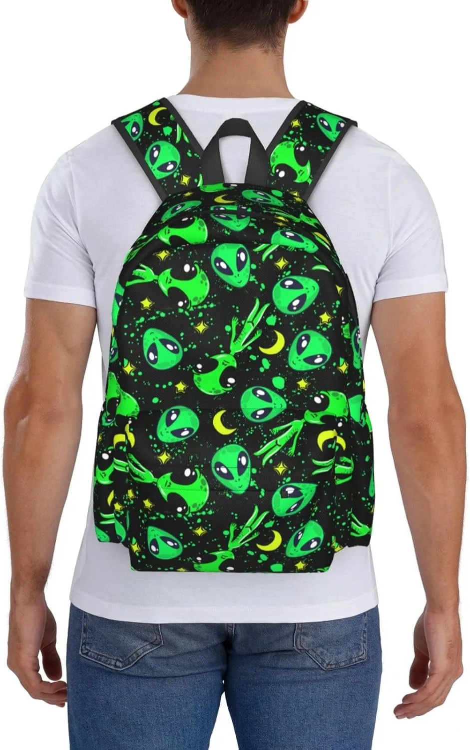 Aliens Moon Stylish Backpack With Adjustable Padded Shoulder Straps Daypacks For College Travel