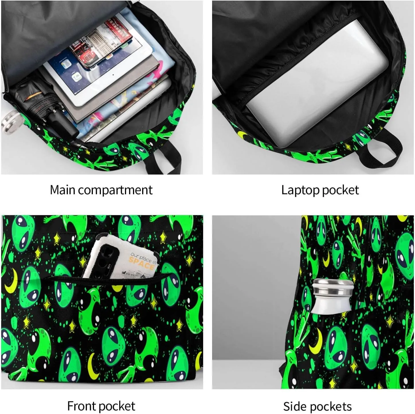 Aliens Moon Stylish Backpack With Adjustable Padded Shoulder Straps Daypacks For College Travel