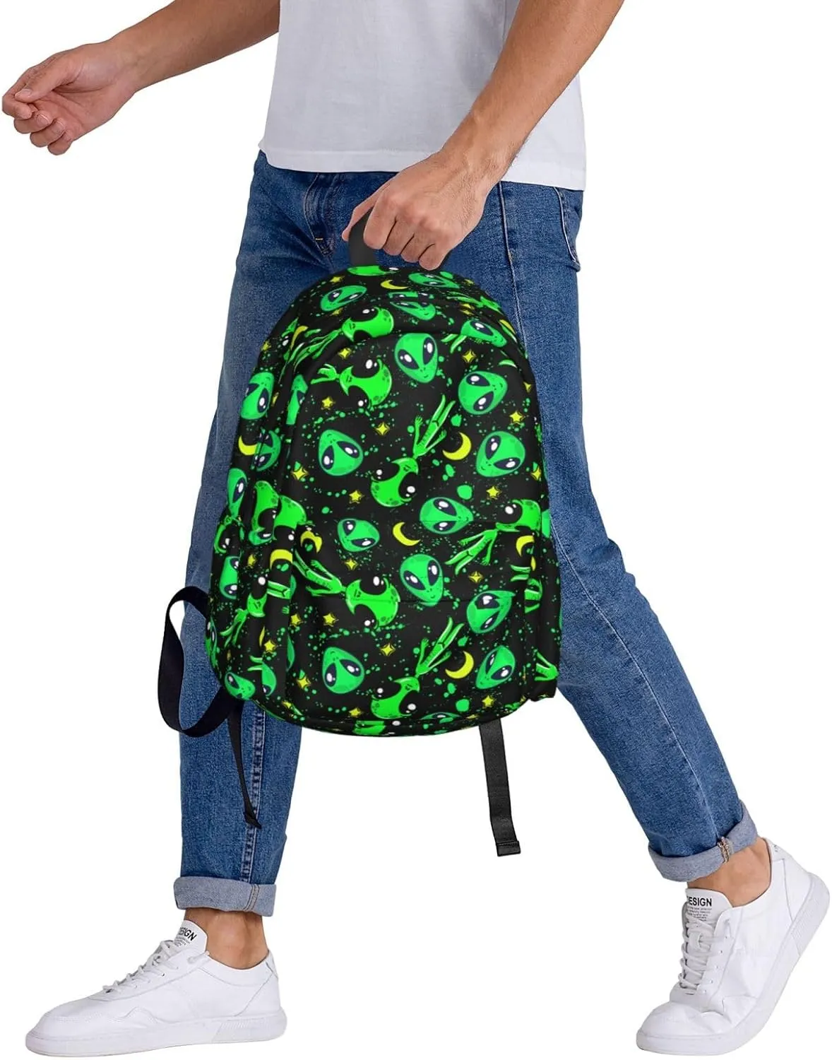 Aliens Moon Stylish Backpack With Adjustable Padded Shoulder Straps Daypacks For College Travel