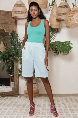 Alison Sheri 43097 White Linen Blend Shorts