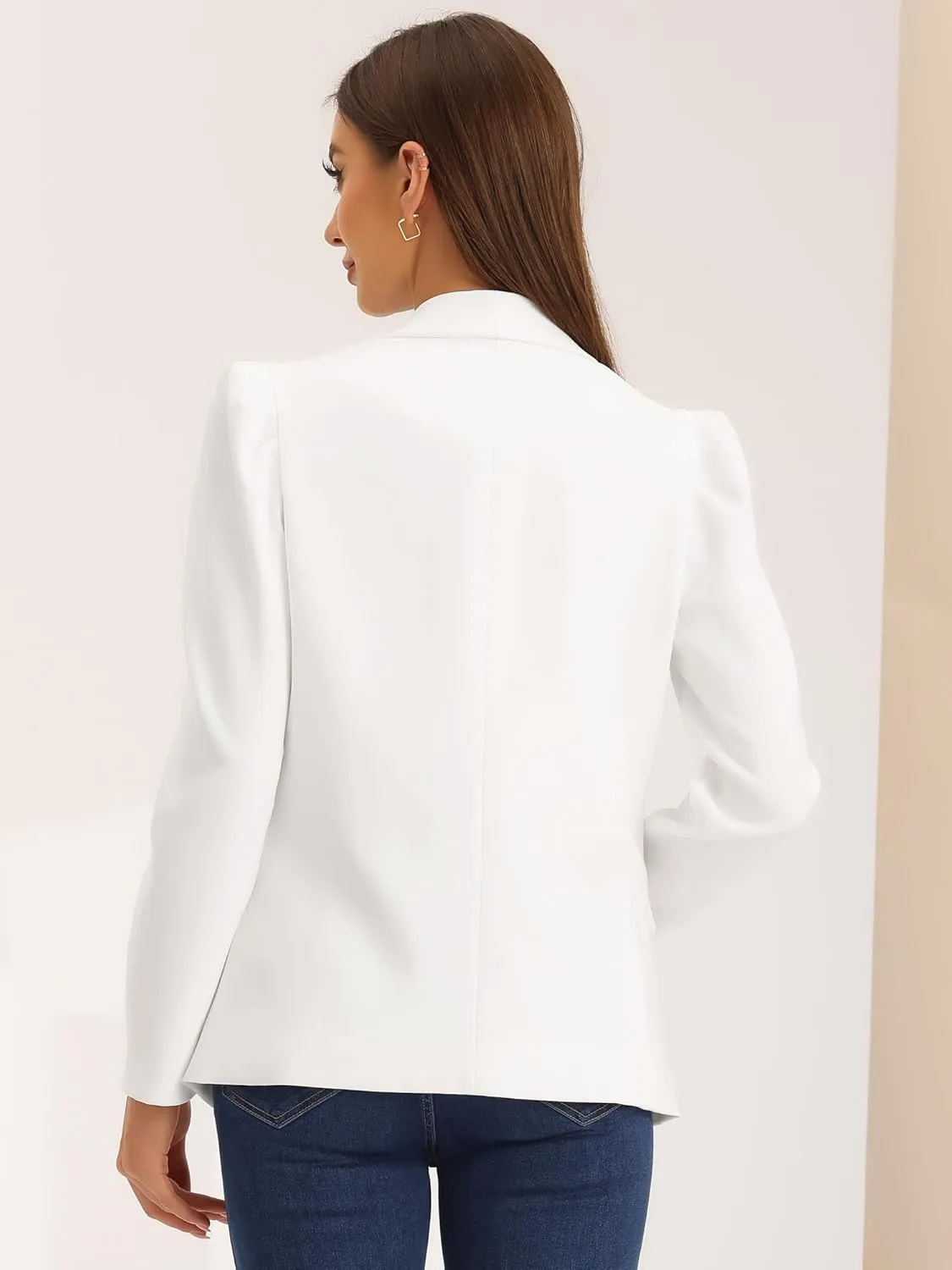 Allegra K Blazer Jackets for Women's Shawl Collar Puff Sleeve Business Casual Blazer