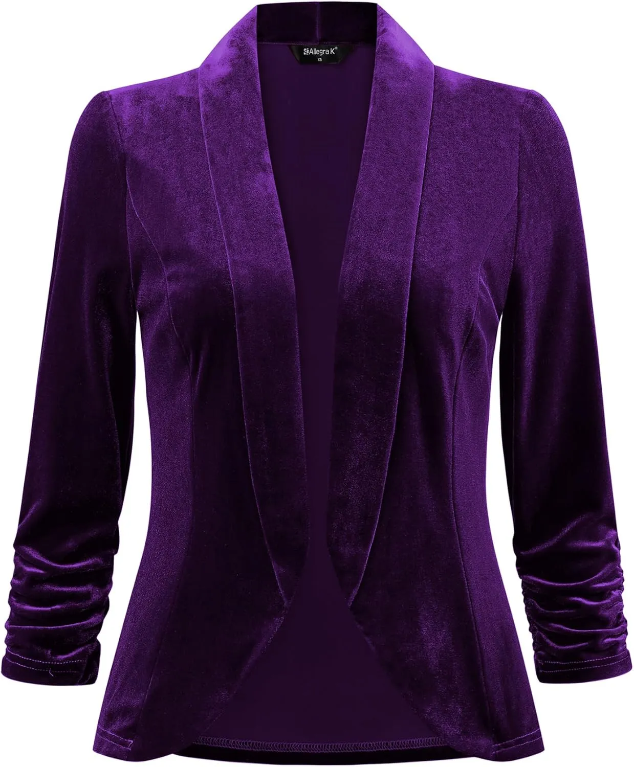 Allegra K Velvet Jackets for Women's 3/4 Sleeve Open Front Velvet Cardigan