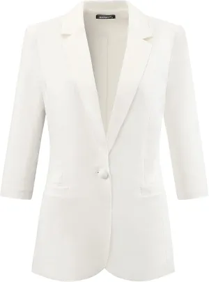 Allegra K Work Office Jackets for Women's Casual Ruched 3/4 Sleeve Blazer