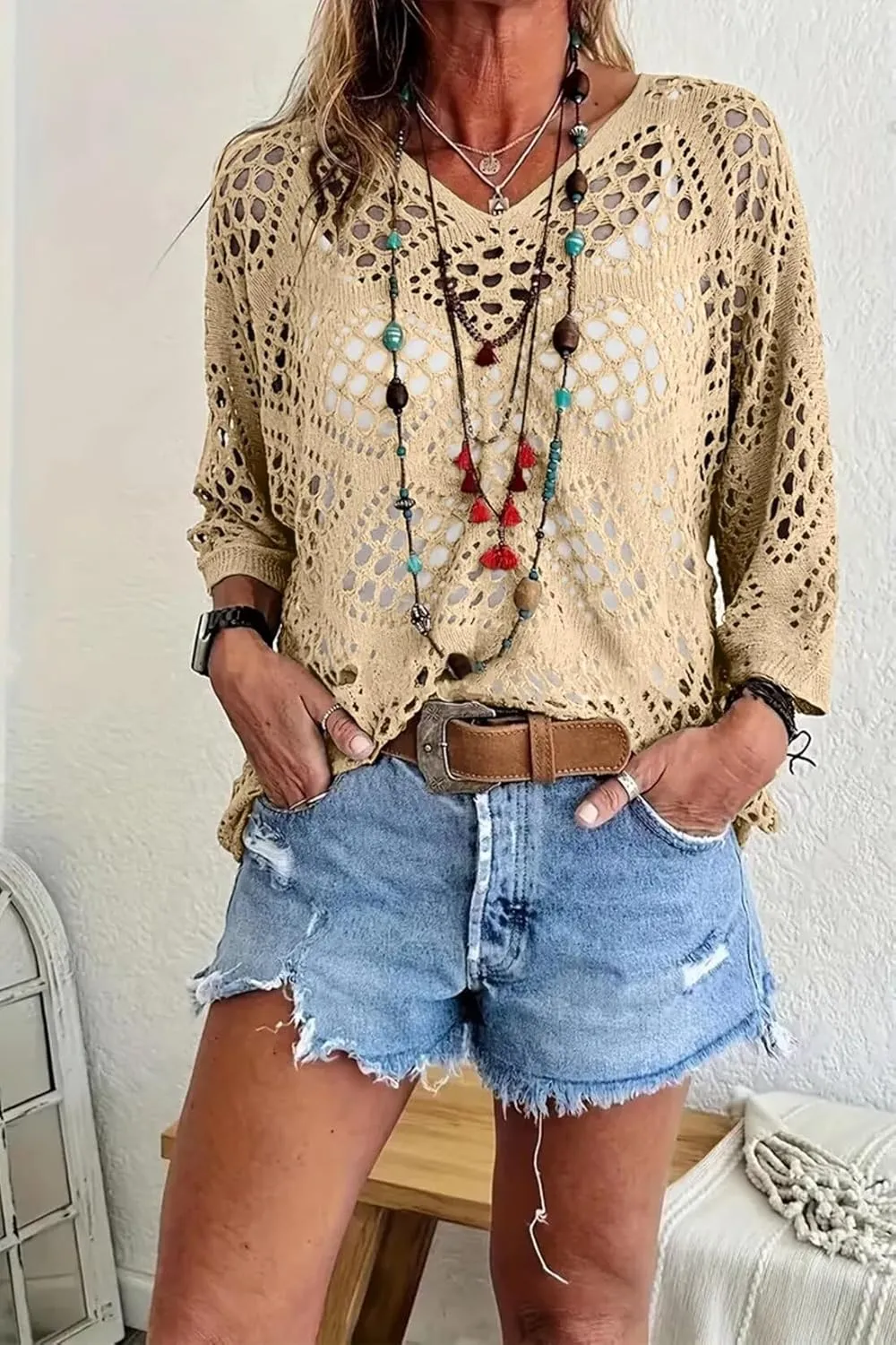 Allimy Womens Summer Crochet Long Sleeve Sexy Tops Sweaters for Women 2025 Beach Cover ups Cruise Outfits