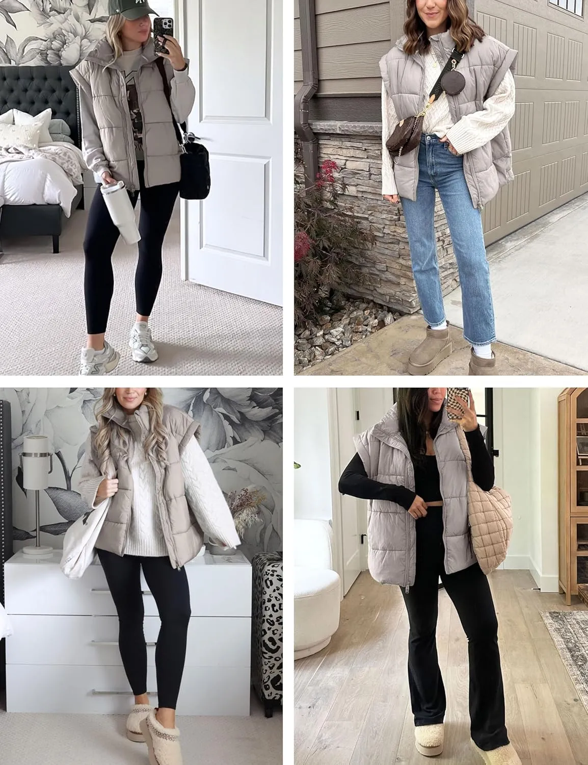 AMEBELLE Women's Oversized Puffer Vest Winter Quilted Lightweight Stand Collar Warm Padded Gilet Sleeveless Puffy Outerwear