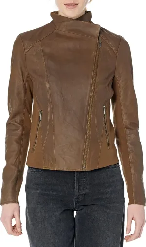 Andrew Marc Women's Asymmetrical Felix Leather Moto Jacket